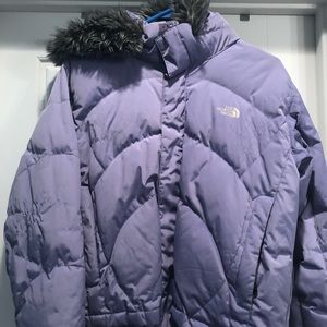 Lavender North Face jacket with hood!